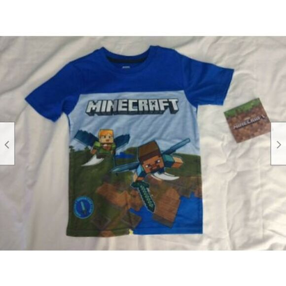Minecraft boys Navy Blue short sleeve T-shirt size XS 4-5. - Picture 1 of 1